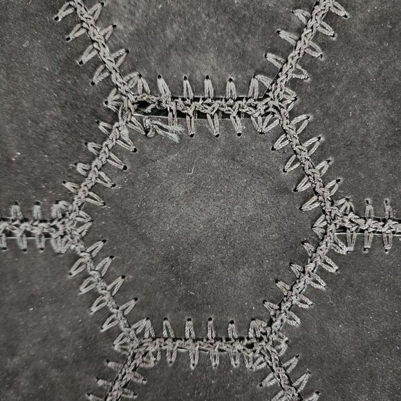 Danier Genuine Leather Black Suede Hexagon Maxi Skirt Size 14 Drk Boho Cowgirl - Picture 12 of 12